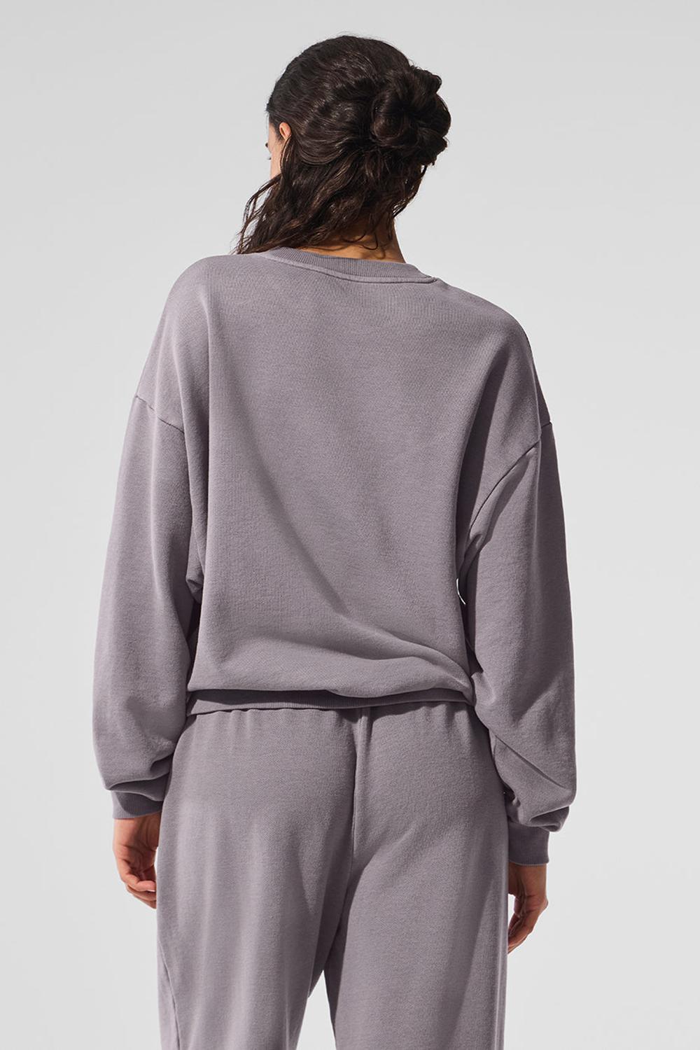 Cool Grey Wash Alo Yoga Washed Accolade Crew Neck Women Pullover | KSA  AEP193087