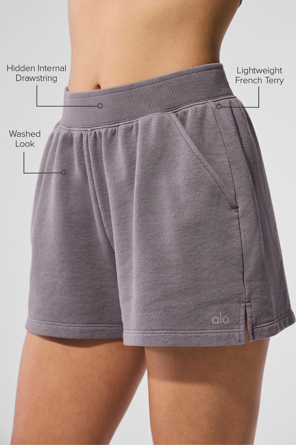 Cool Grey Wash Alo Yoga Washed Low Key Sweat Women Short | KSA  MZT340675