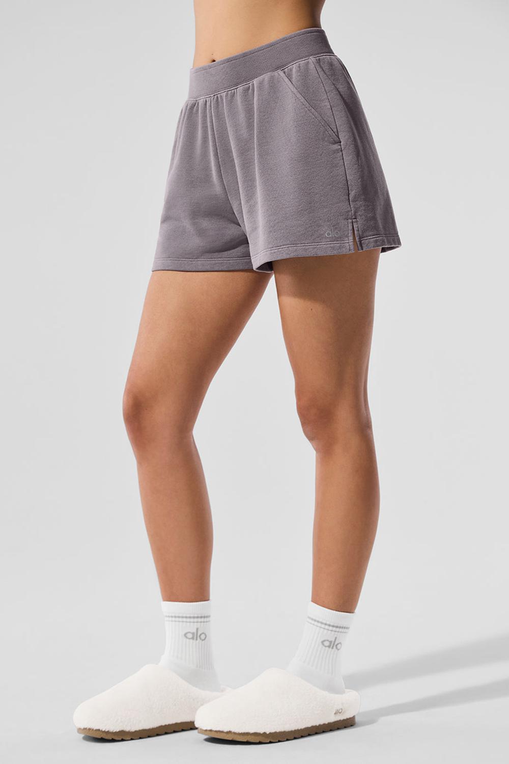 Cool Grey Wash Alo Yoga Washed Low Key Sweat Women Short | KSA  MZT340675