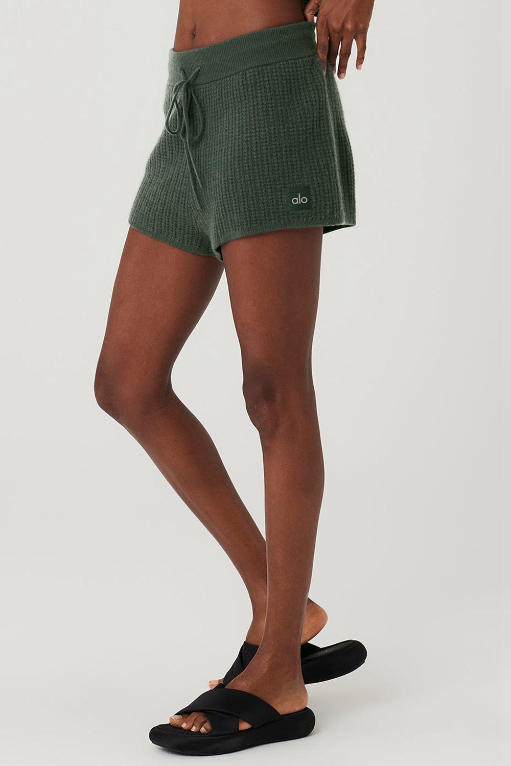 Dark Cactus Alo Yoga Cashmere High-Waist Plush Waffle Women Short | KSA  PGN156743