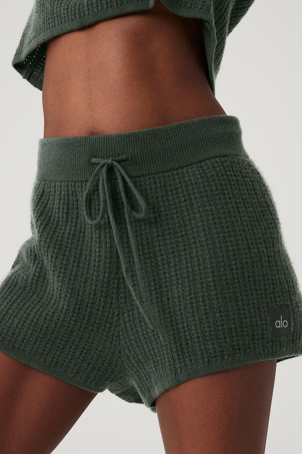 Dark Cactus Alo Yoga Cashmere High-Waist Plush Waffle Women Short | KSA  PGN156743