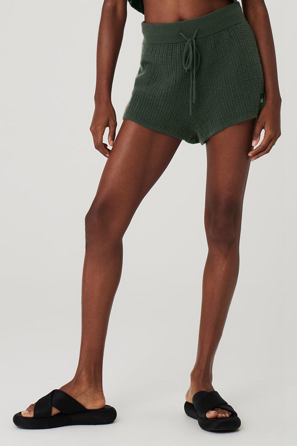Dark Cactus Alo Yoga Cashmere High-Waist Plush Waffle Women Short | KSA  PGN156743