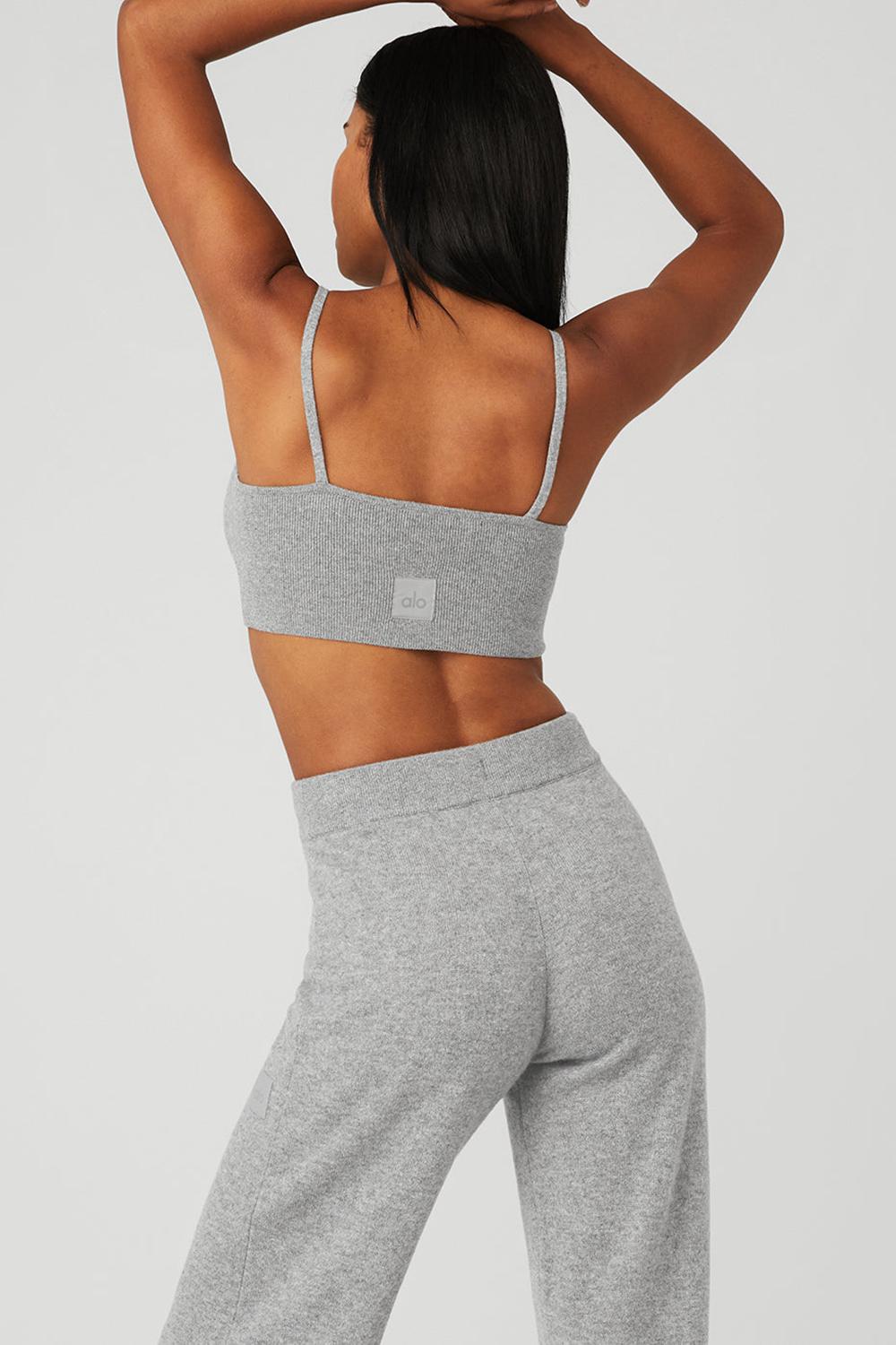 Dove Grey Heather Alo Yoga Cashmere Jet Set Women Bra | KSA  LRT084253
