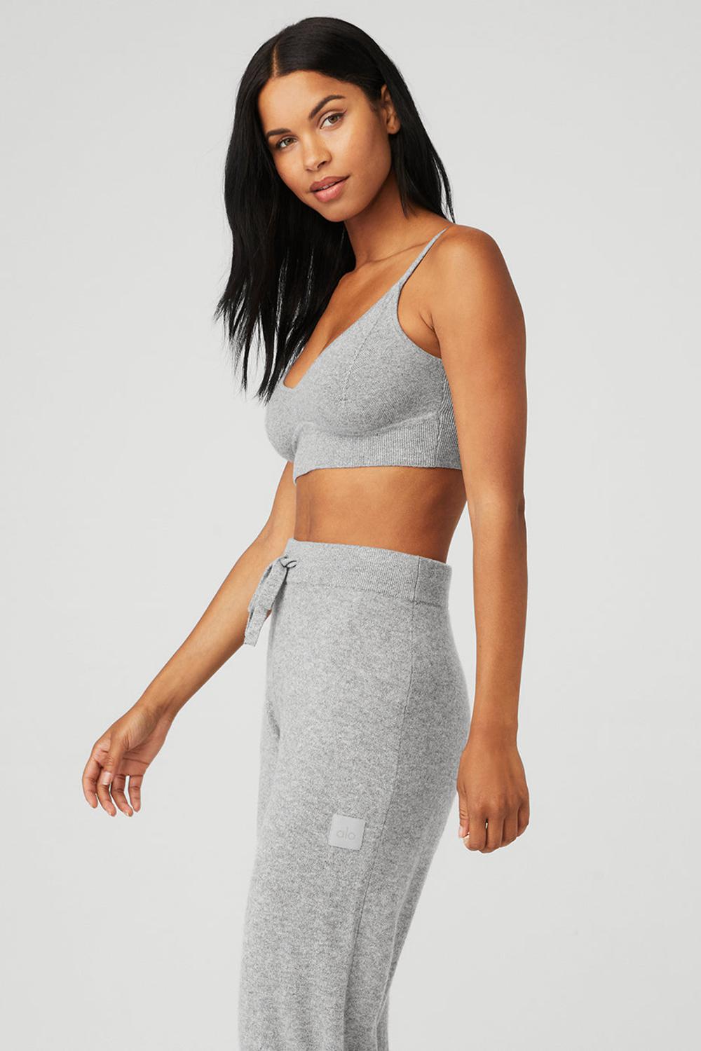 Dove Grey Heather Alo Yoga Cashmere Jet Set Women Bra | KSA  LRT084253