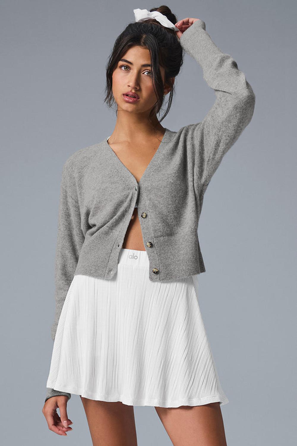 Dove Grey Heather Alo Yoga Cashmere Jet Set Women Cardigan | KSA  KDQ756210