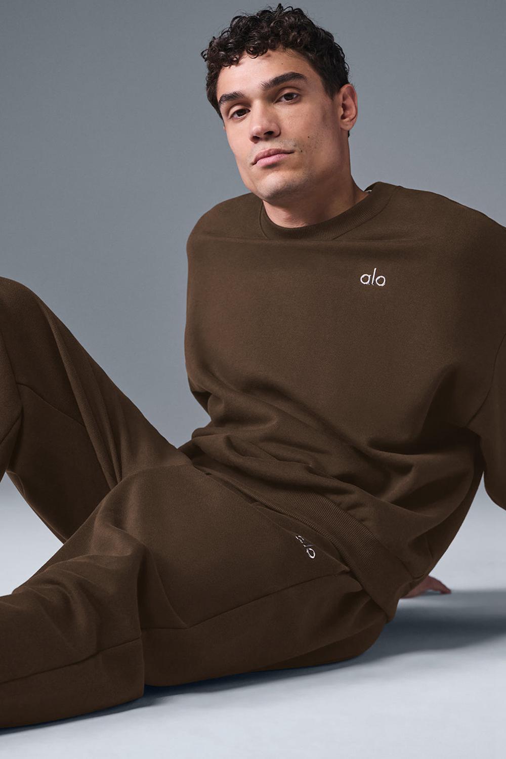 Espresso Alo Yoga Accolade Crew Neck Men Pullover | KSA  JZX852049