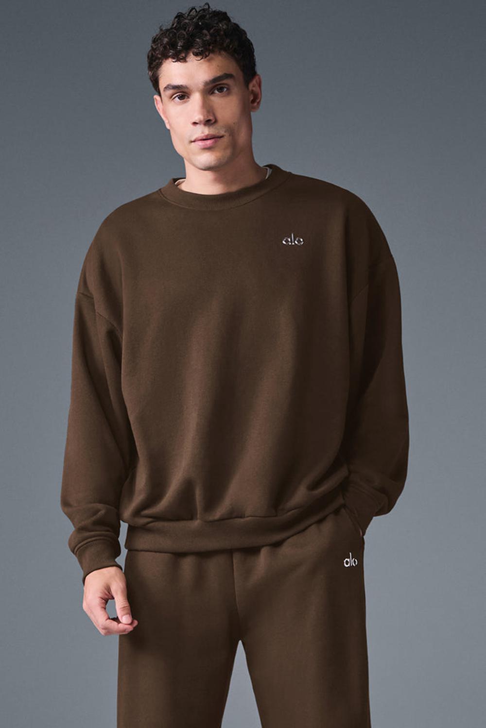 Espresso Alo Yoga Accolade Crew Neck Men Pullover | KSA  JZX852049