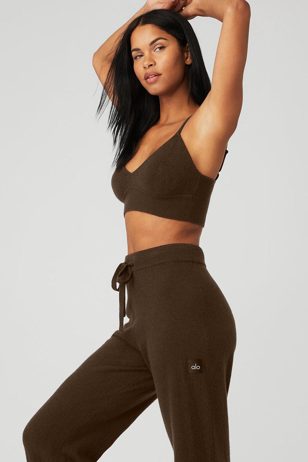 Espresso Alo Yoga Cashmere Jet Set Women Bra | KSA  GDL532617