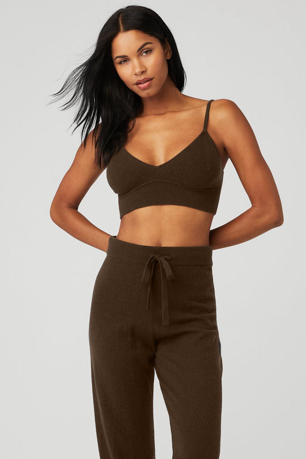 Espresso Alo Yoga Cashmere Jet Set Women Bra | KSA  GDL532617