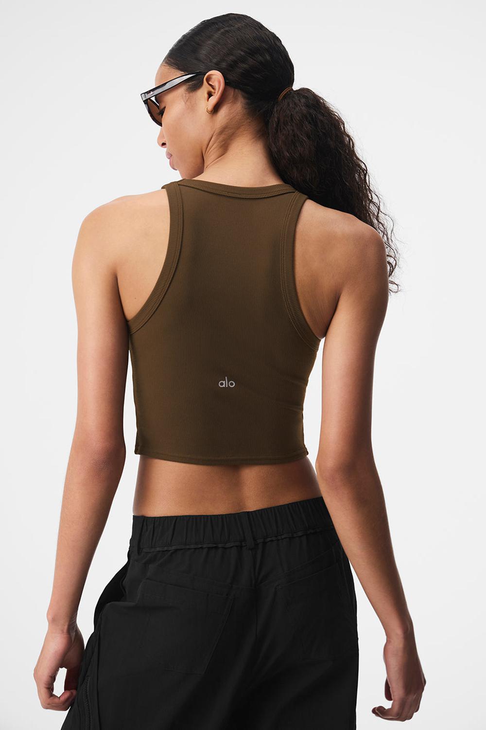 Espresso Alo Yoga Goddess Ribbed Go-To Women Tank | KSA  RLD192874