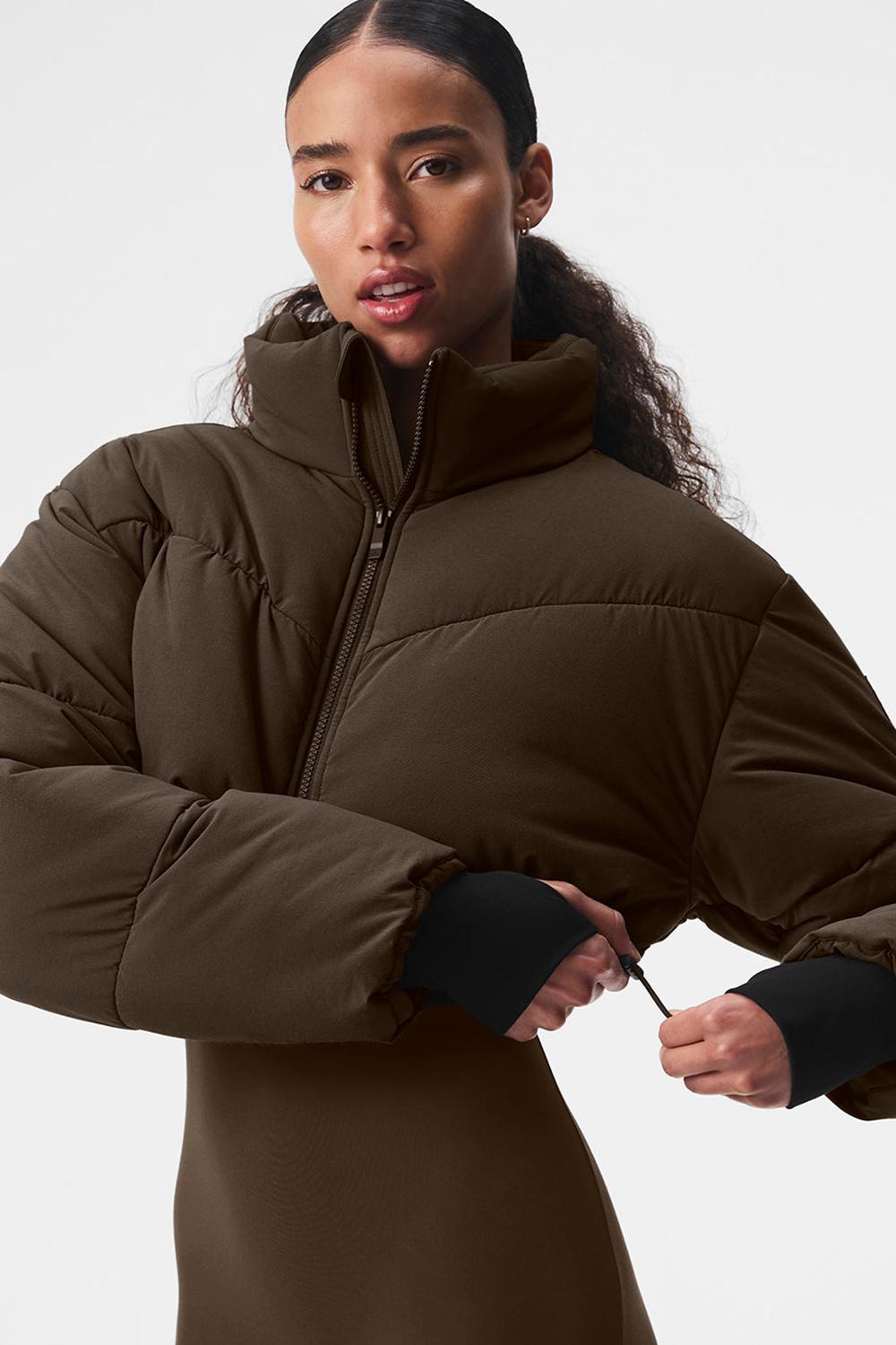 Espresso / Black Alo Yoga Main Act Corset Women Puffer Jacket | KSA  QWM843671