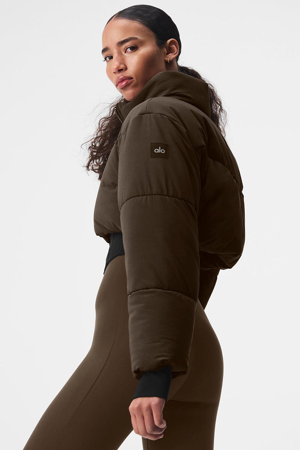 Espresso / Black Alo Yoga Main Act Corset Women Puffer Jacket | KSA  QWM843671