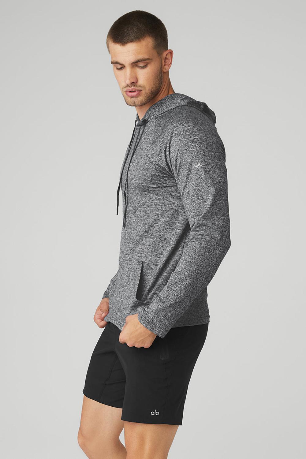 Graphite Marl Alo Yoga Conquer Men Hoodie | KSA  FGT492310