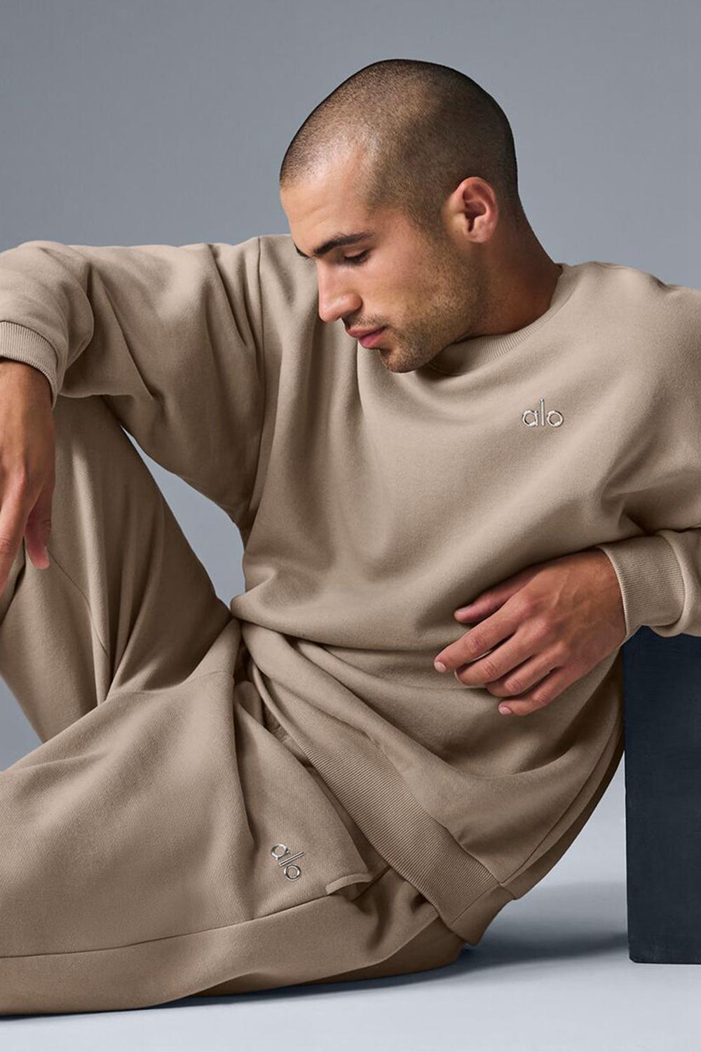 Gravel Alo Yoga Accolade Crew Neck Men Pullover | KSA  QOM210346