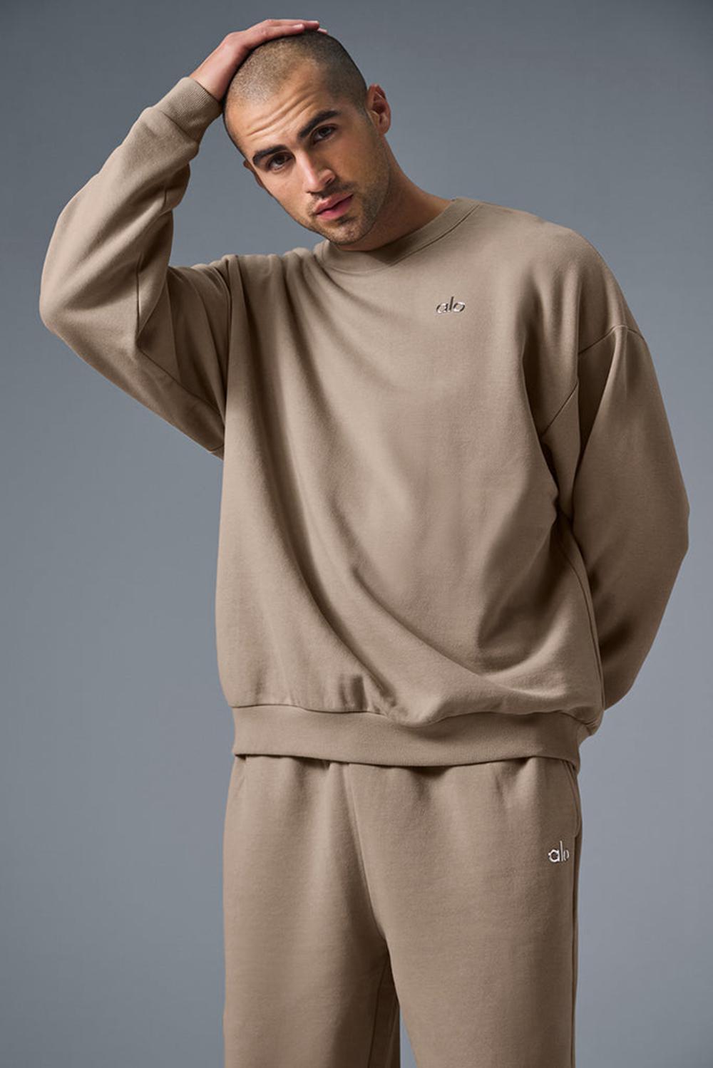 Gravel Alo Yoga Accolade Crew Neck Men Pullover | KSA  QOM210346