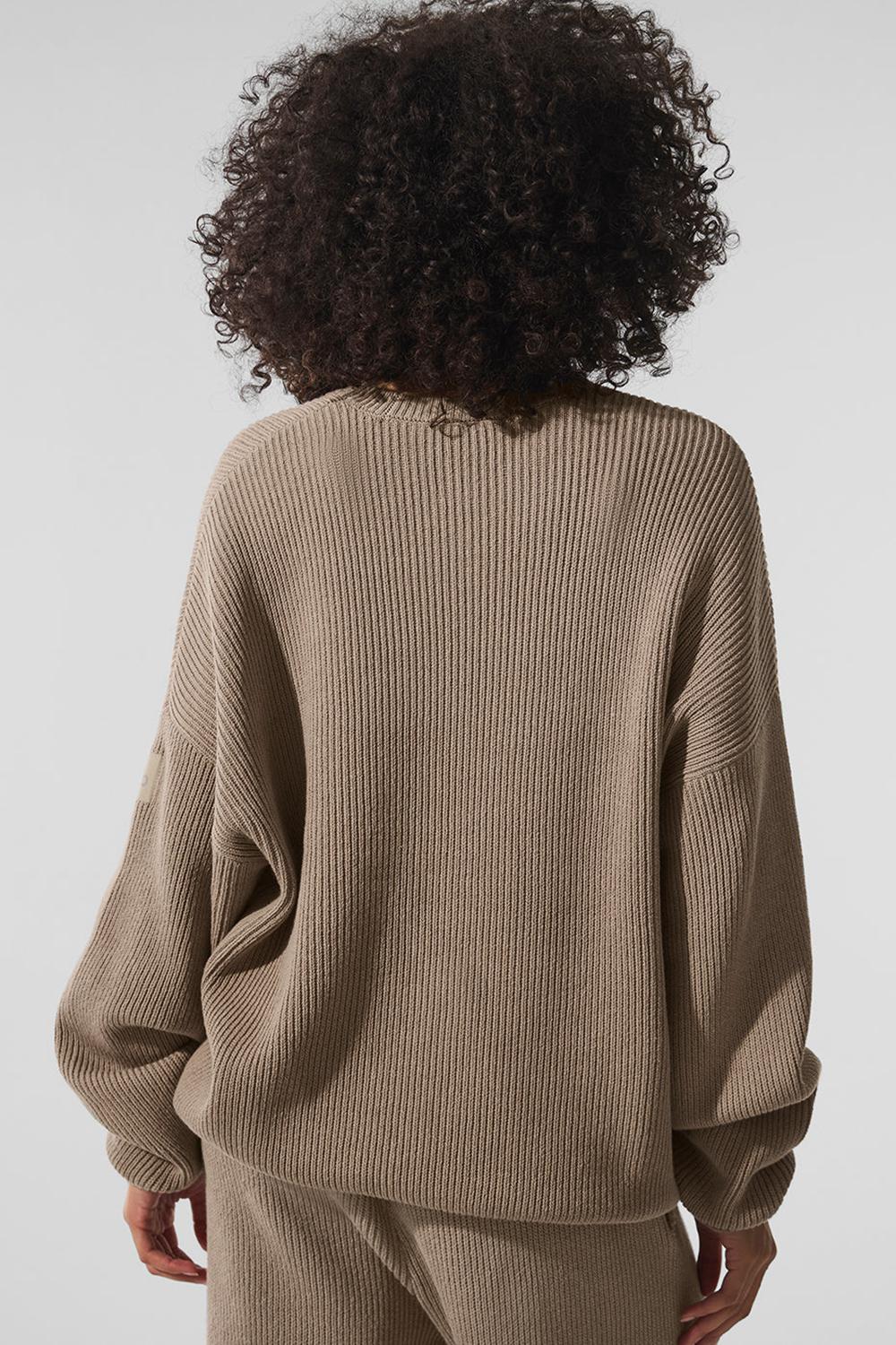 Gravel Alo Yoga Domain Rib Knit Crew Women Sweater | KSA  WJX147830