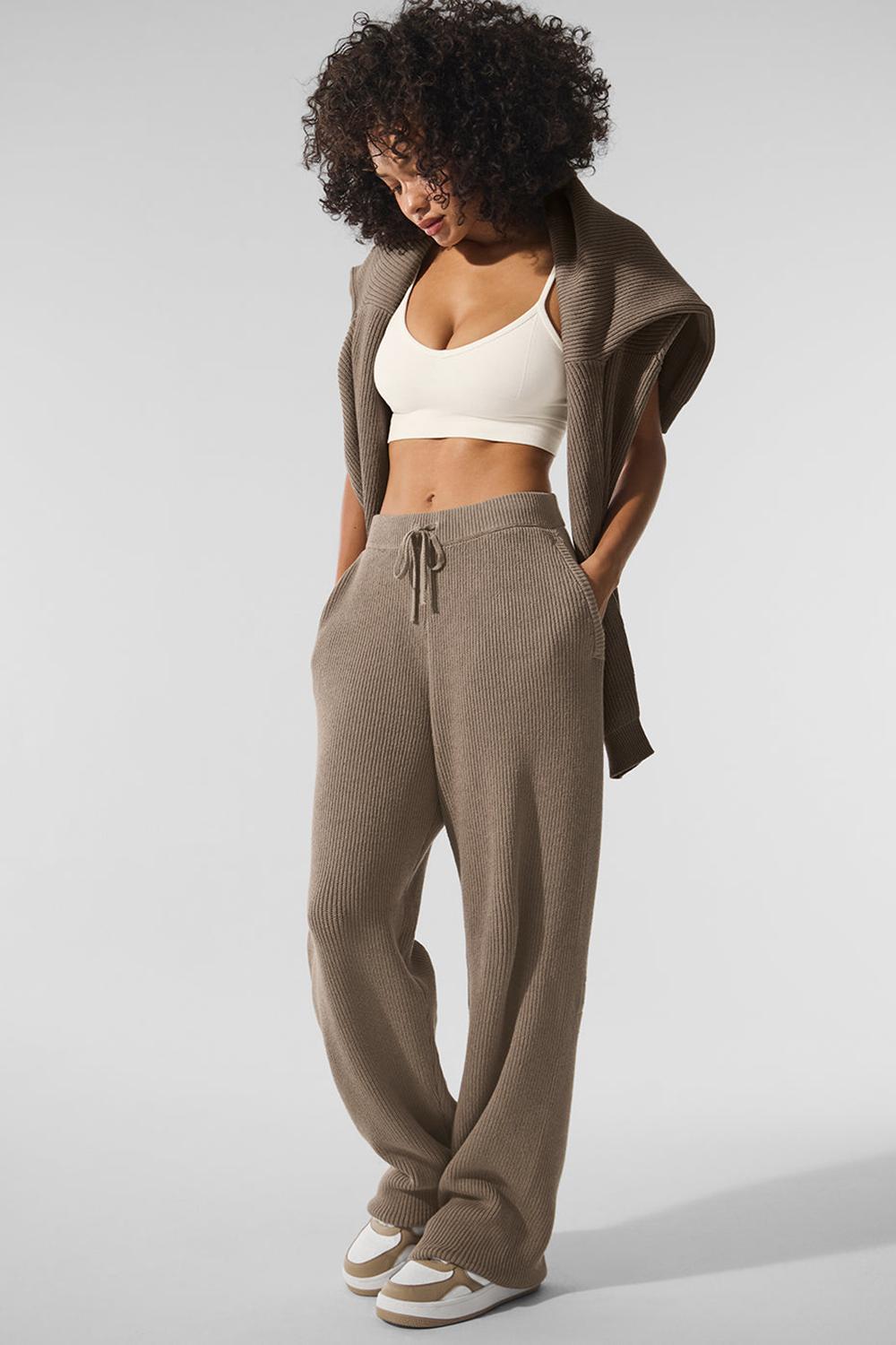 Gravel Alo Yoga Domain Rib Knit Crew Women Sweater | KSA  WJX147830