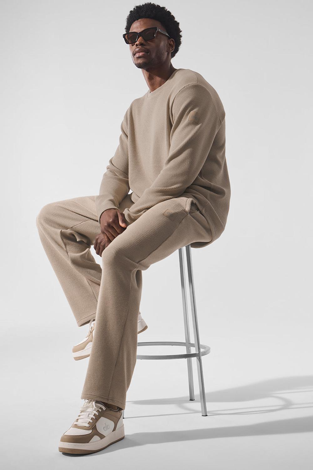 Gravel Alo Yoga Elevate Waffle Straight Leg Men Pant | KSA  CEG291308