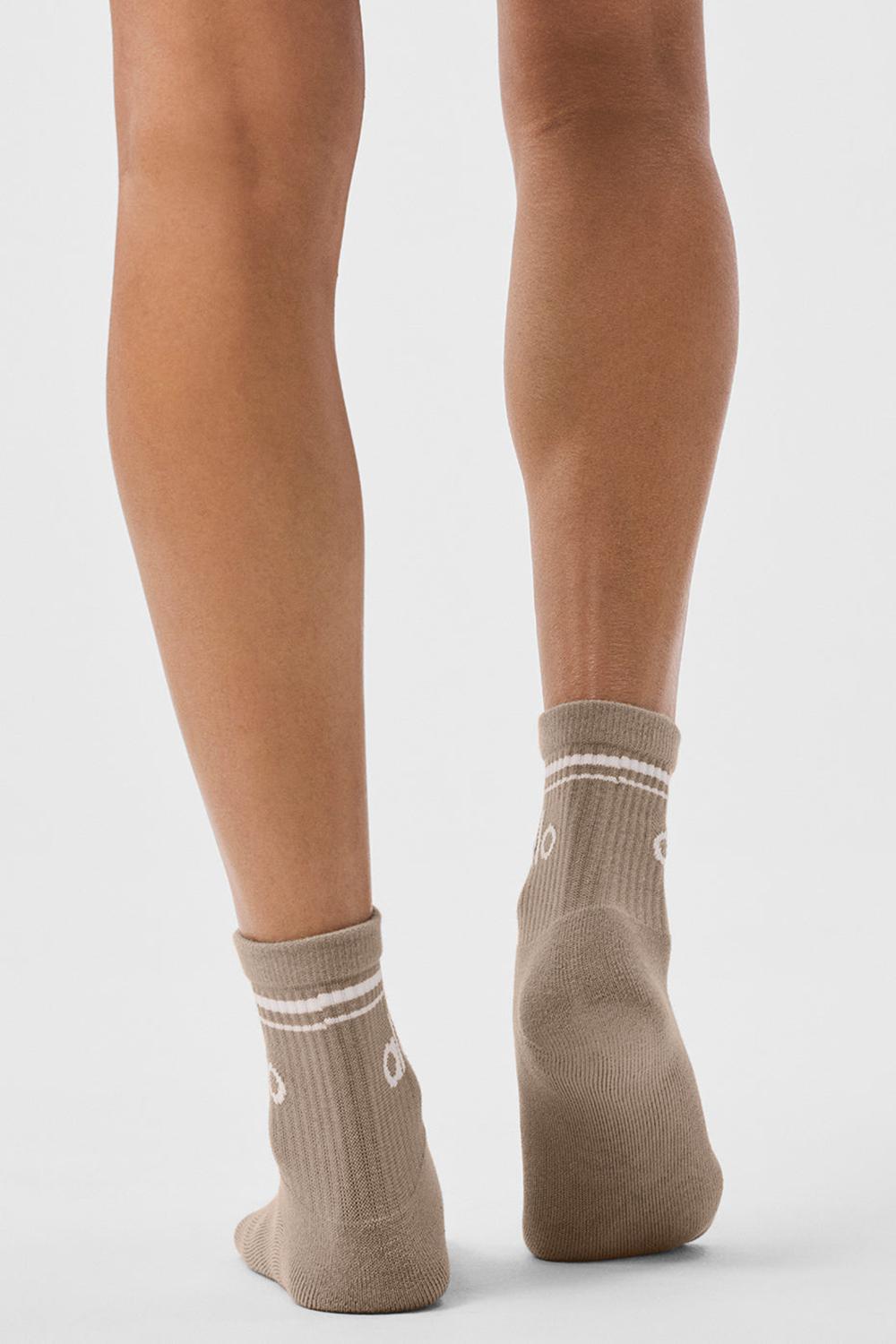 Gravel / White Alo Yoga Unisex Half-Crew Throwback Men Sock | KSA  CSB546802