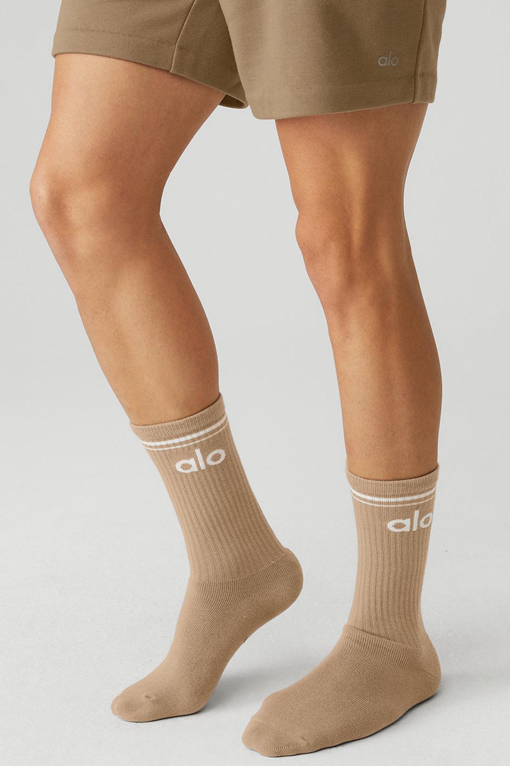 Gravel / White Alo Yoga Unisex Throwback Men Sock | KSA  BFY104856