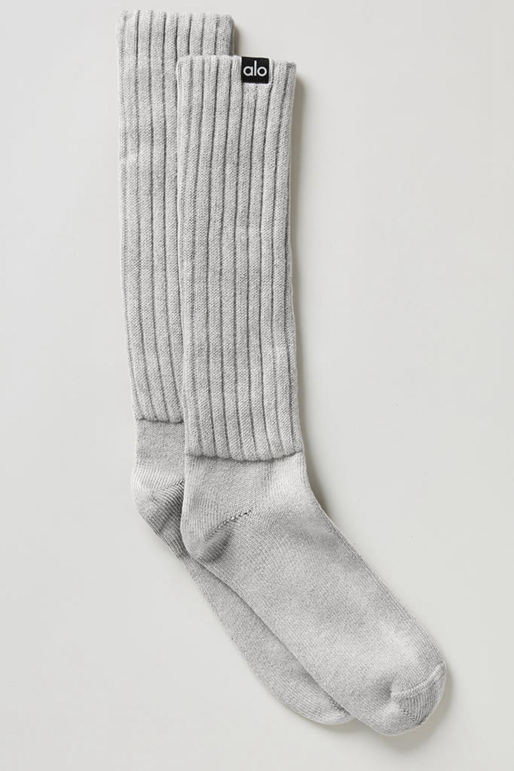 Hazy Grey Wash Alo Yoga Unisex Washed Scrunch Men Sock | KSA  QKC251078