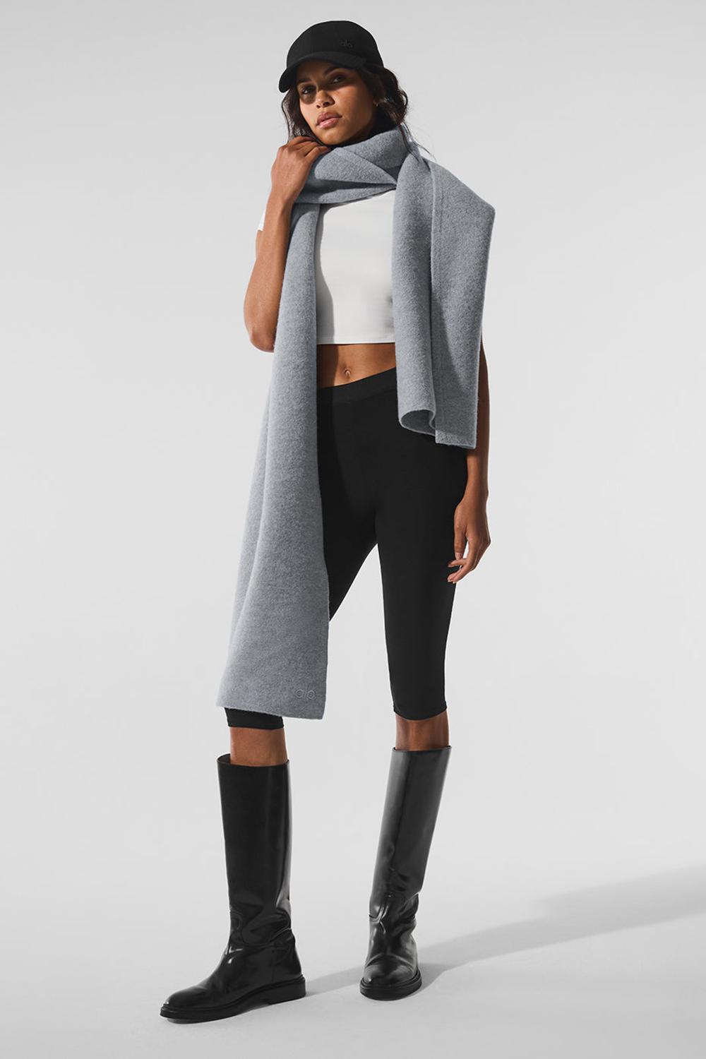 Hazy Heather Grey Alo Yoga Merino Wool Oversized Women Scarf | KSA  PGC096531
