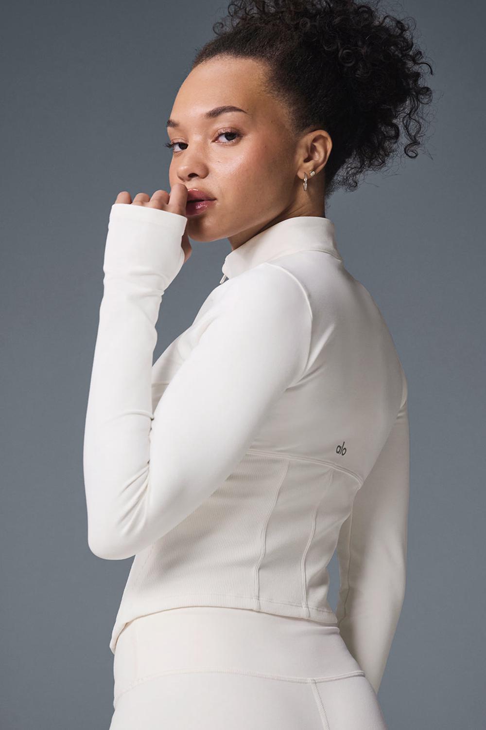 Ivory Alo Yoga Airbrush Corset Full Zip Women Jacket | KSA  XJW632094