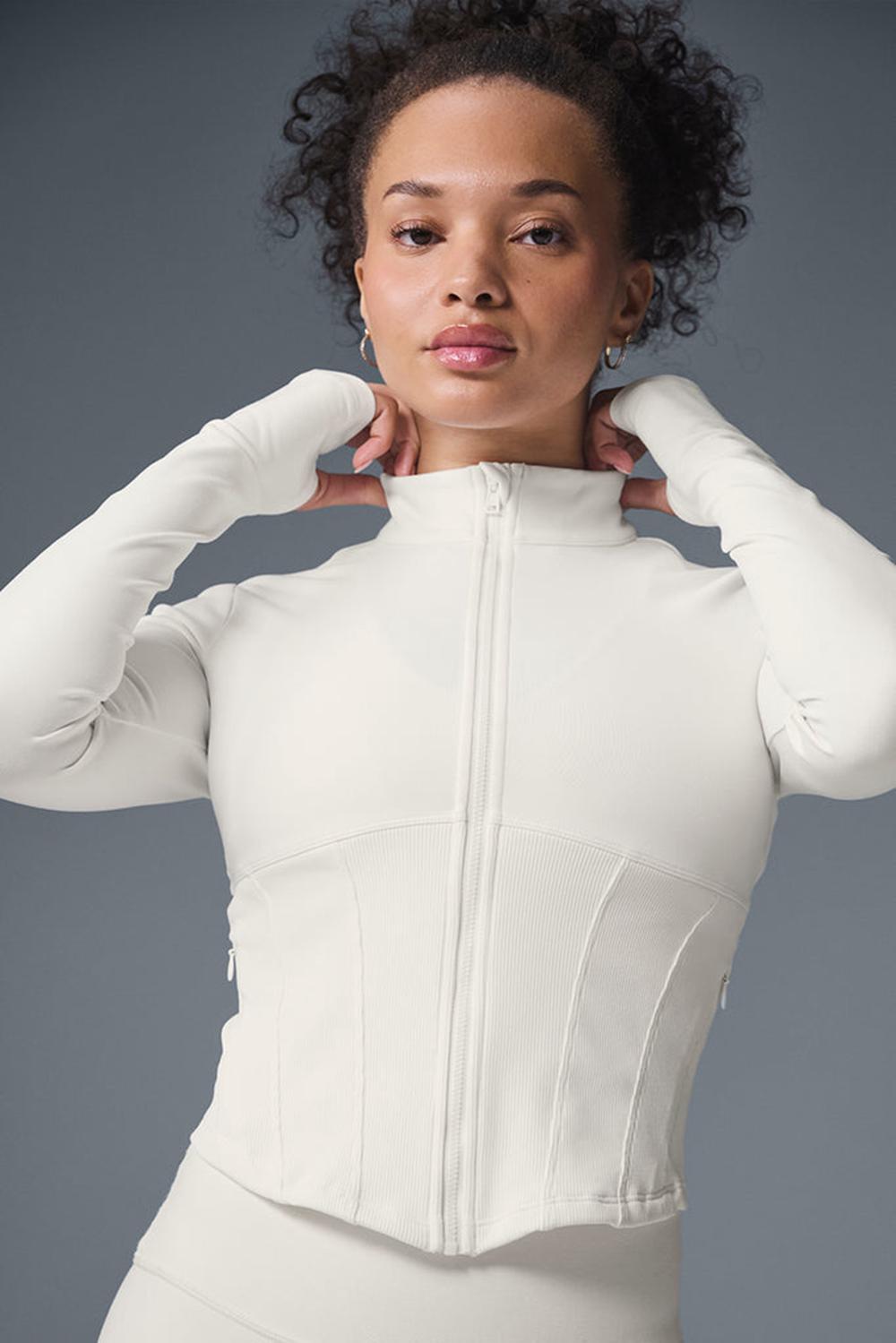 Ivory Alo Yoga Airbrush Corset Full Zip Women Jacket | KSA  XJW632094