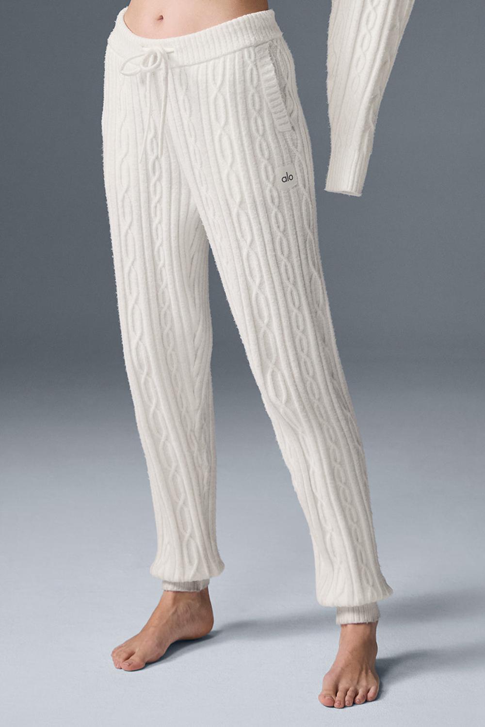 Ivory Alo Yoga Cable Knit Winter Bliss Women Pant | KSA  HVG849560