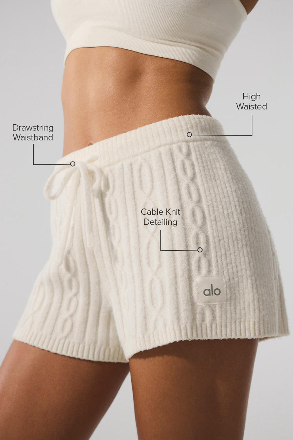 Ivory Alo Yoga Cable Knit Winter Bliss Women Short | KSA  WUT210758