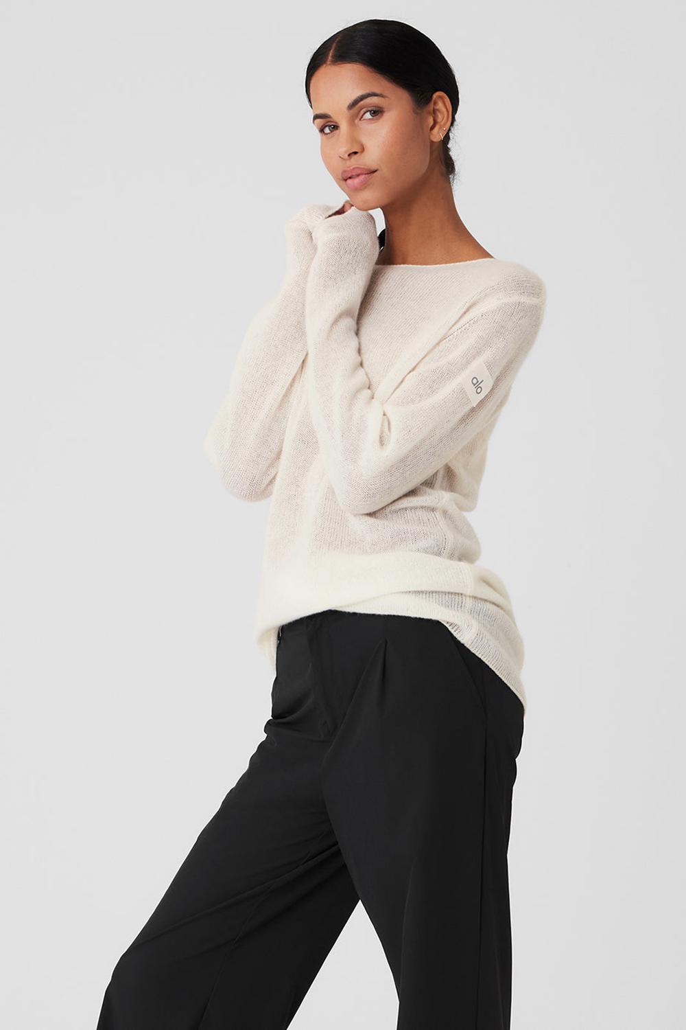 Ivory Alo Yoga Cashmere Reform Women Long Sleeve | KSA  LUF259460