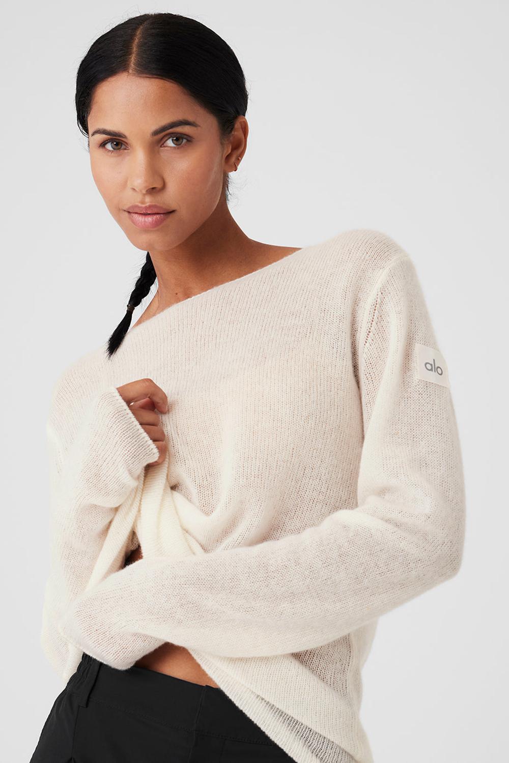Ivory Alo Yoga Cashmere Reform Women Long Sleeve | KSA  LUF259460