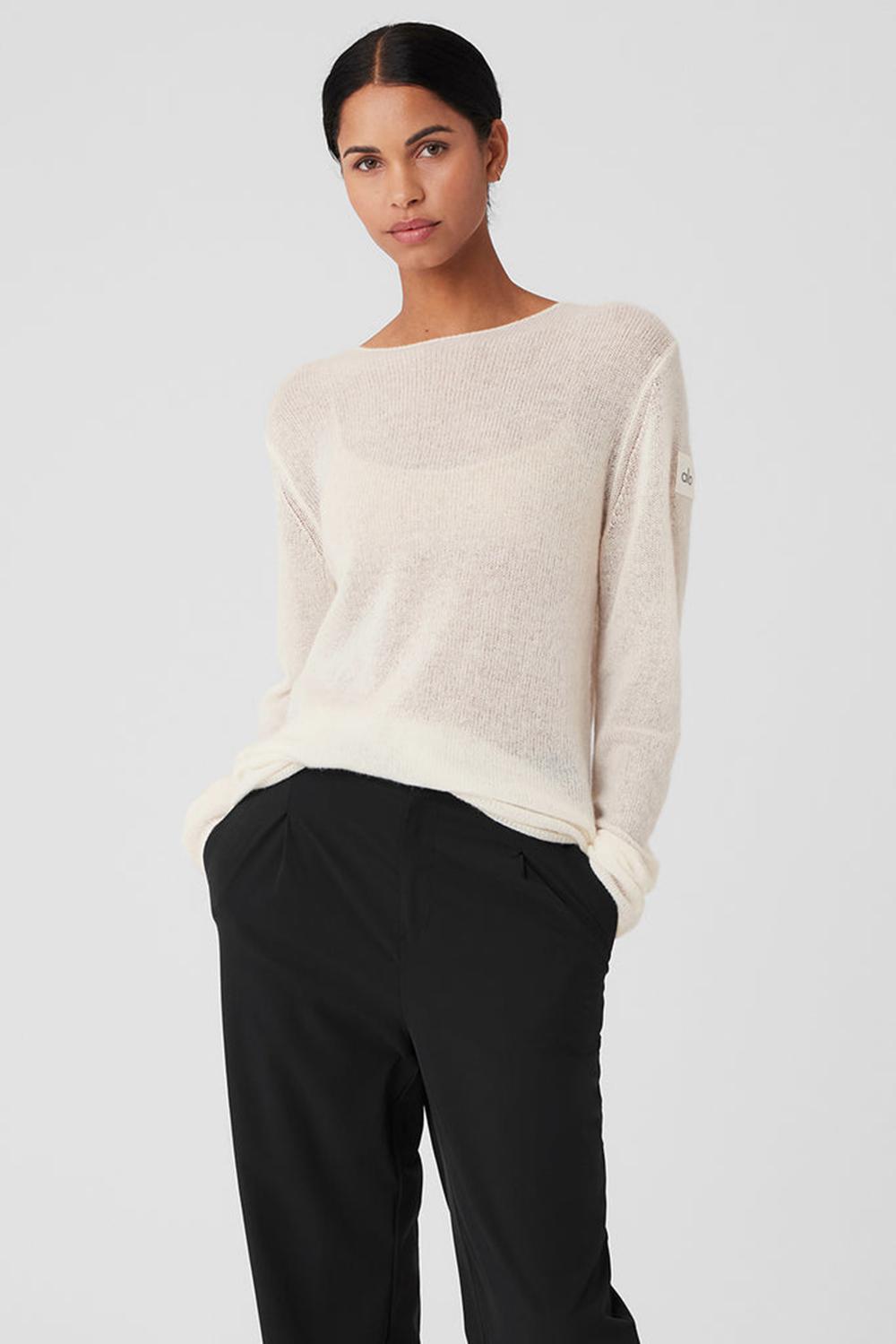 Ivory Alo Yoga Cashmere Reform Women Long Sleeve | KSA  LUF259460