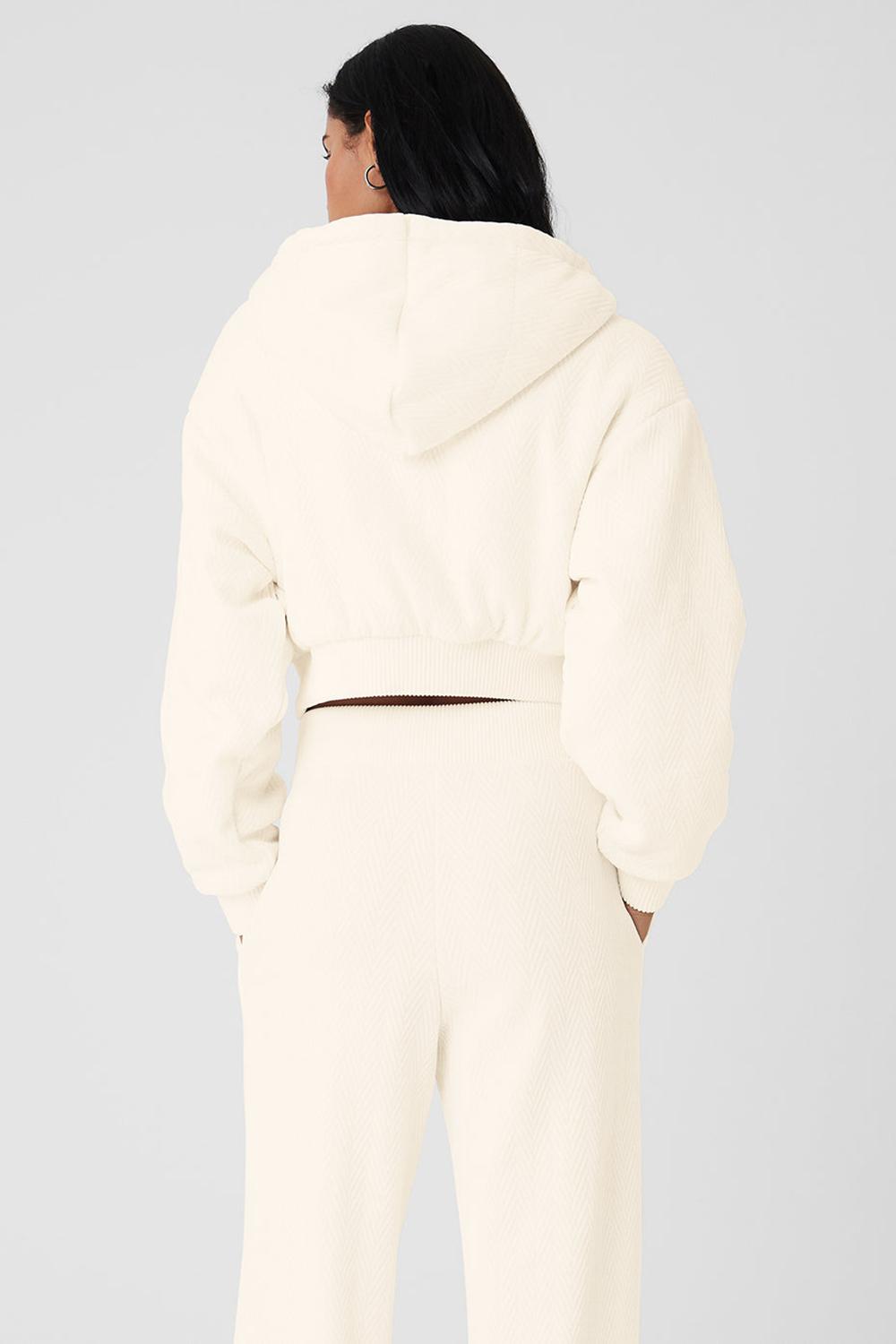 Ivory Alo Yoga Cropped Cozy Day Full Zip Women Jacket | KSA  KHI987561