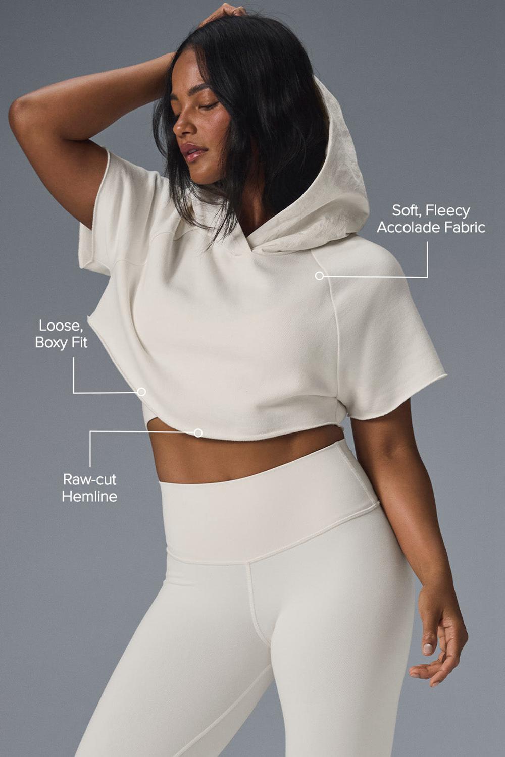 Ivory Alo Yoga Cropped In The Air Women Short Sleeve | KSA  ORY524630