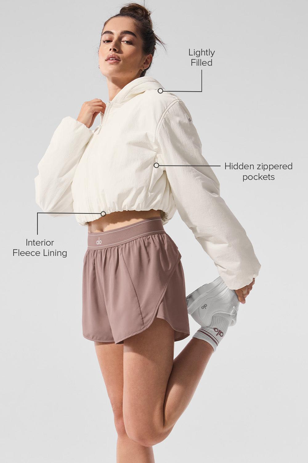 Ivory Alo Yoga Cropped Mountain Peak Full-Zip Women Hoodie | KSA  XOP963425