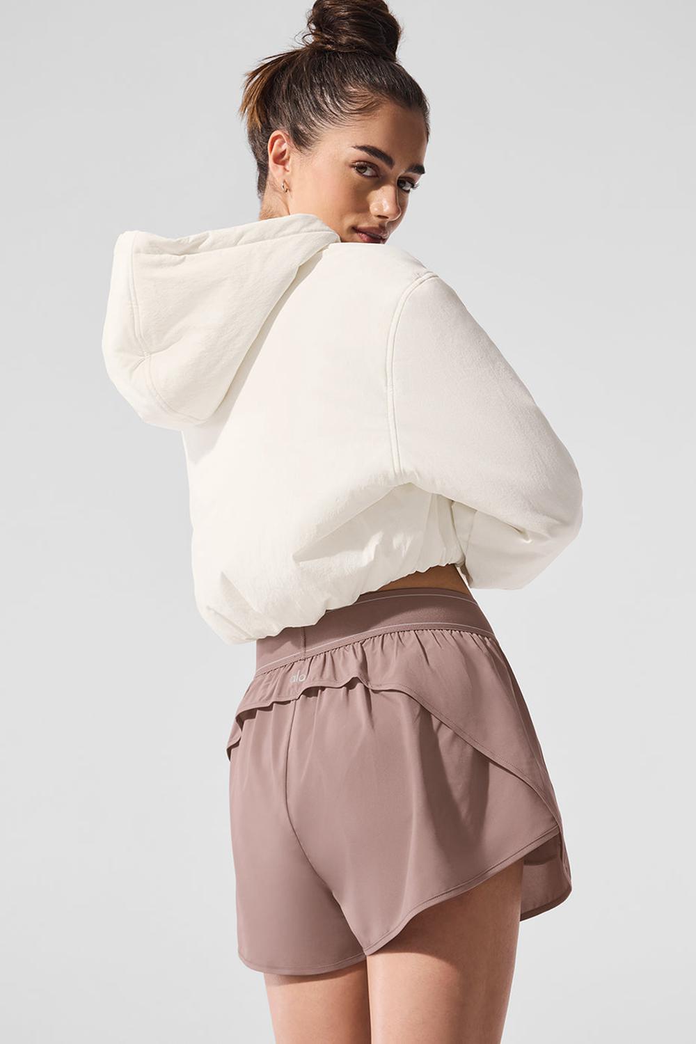 Ivory Alo Yoga Cropped Mountain Peak Full-Zip Women Hoodie | KSA  XOP963425
