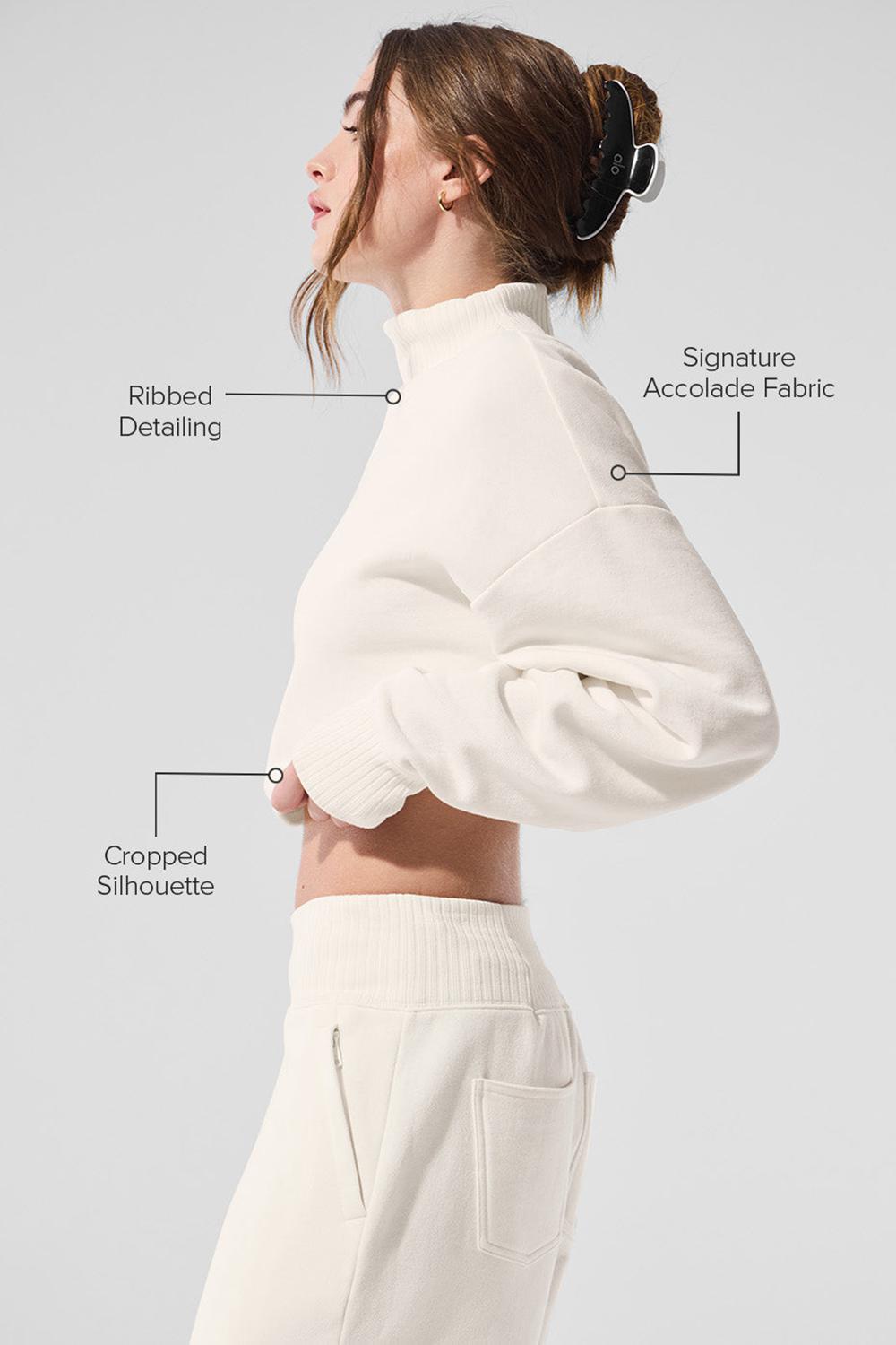 Ivory Alo Yoga Cropped Serenity Women Coverup | KSA  NWB382649