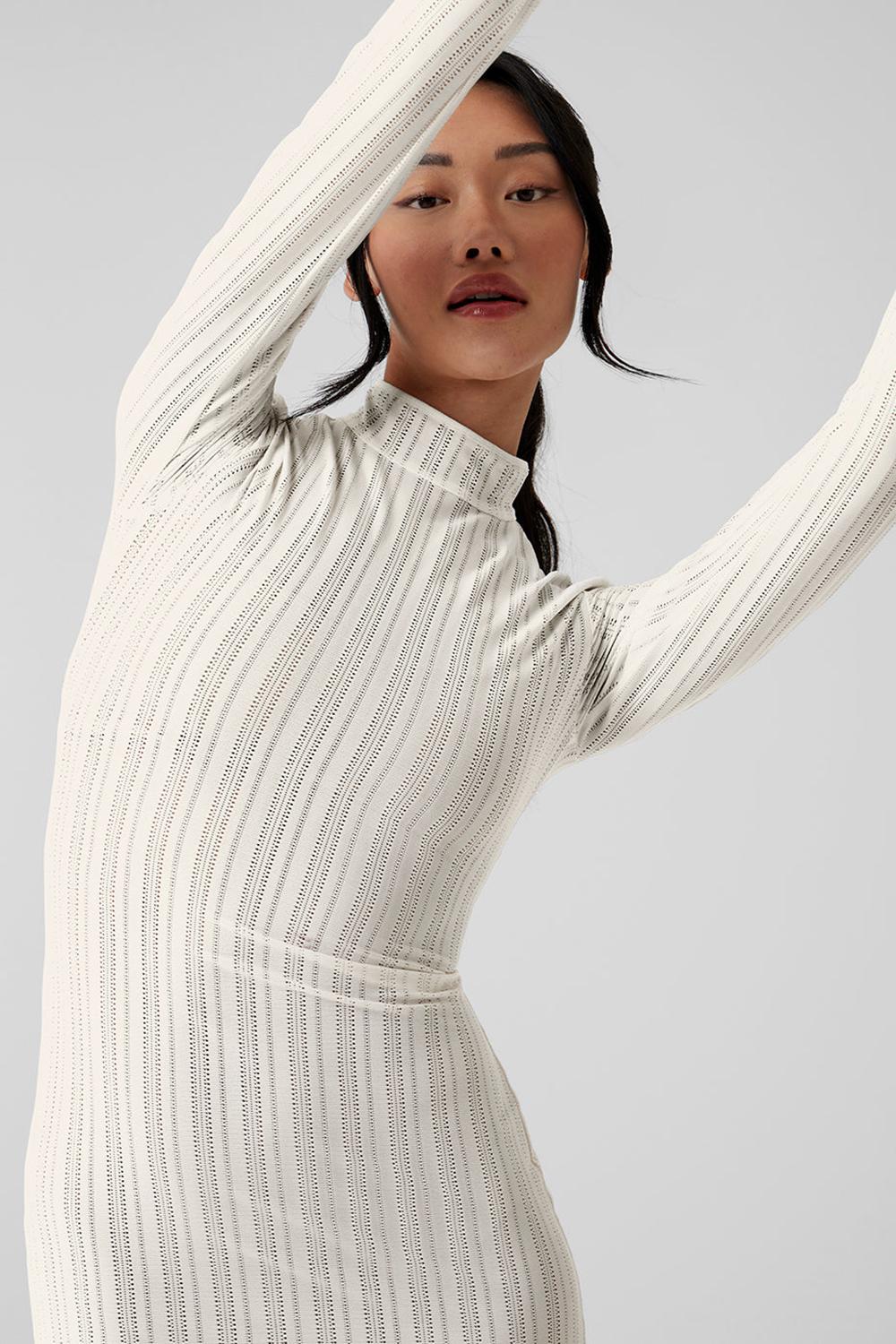 Ivory Alo Yoga Euphoria Long Sleeve Women Dress | KSA  WLY172645