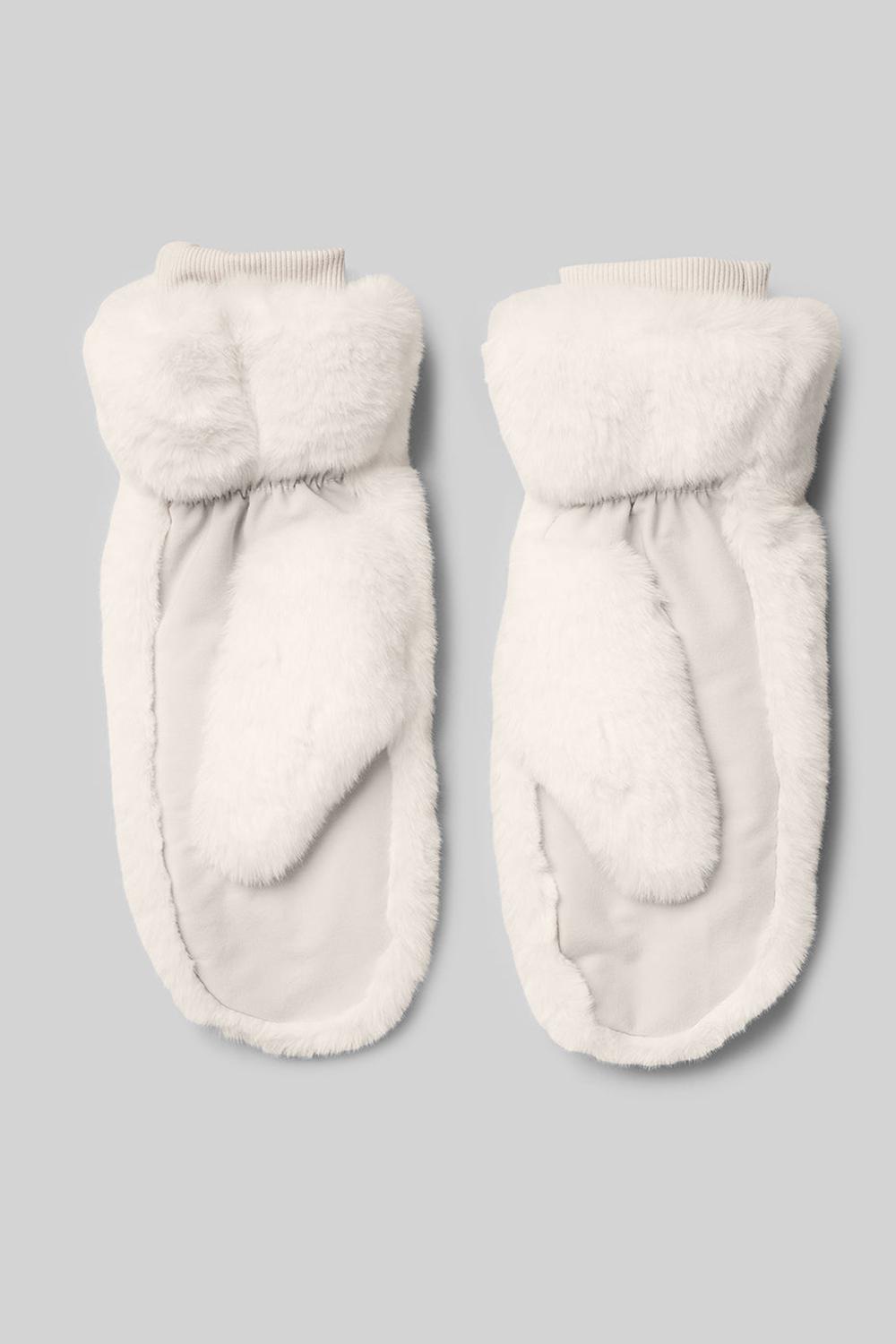 Ivory Alo Yoga Faux Fur Women Mittens | KSA  PRK421378