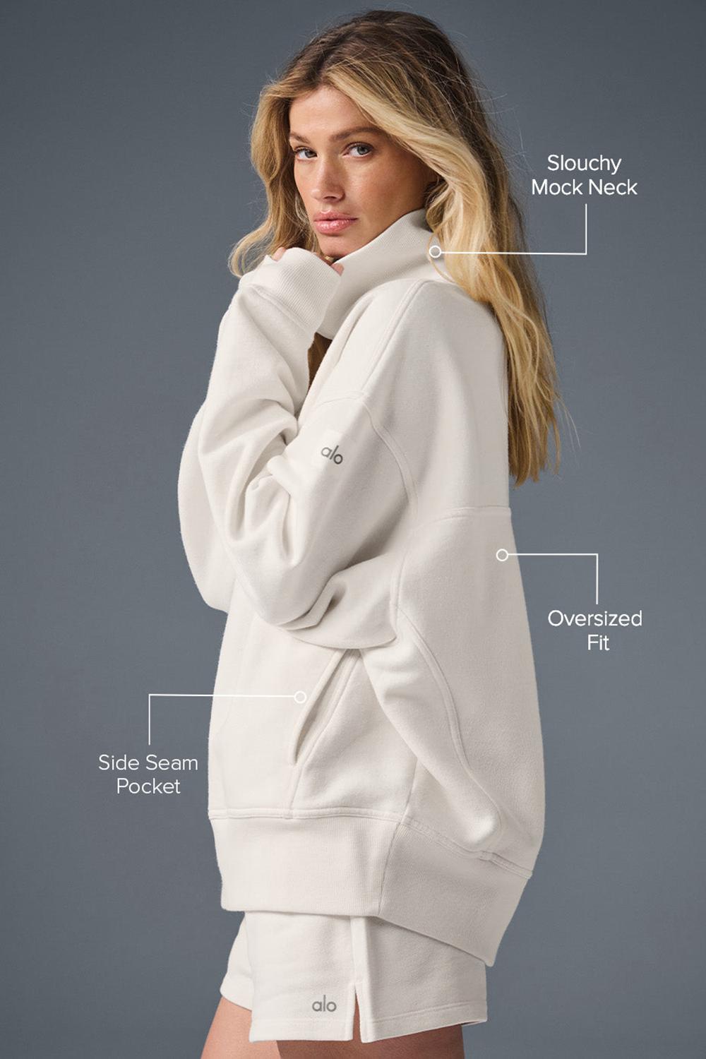 Ivory Alo Yoga Hazy Mock Neck Women Pullover | KSA  WGV437062