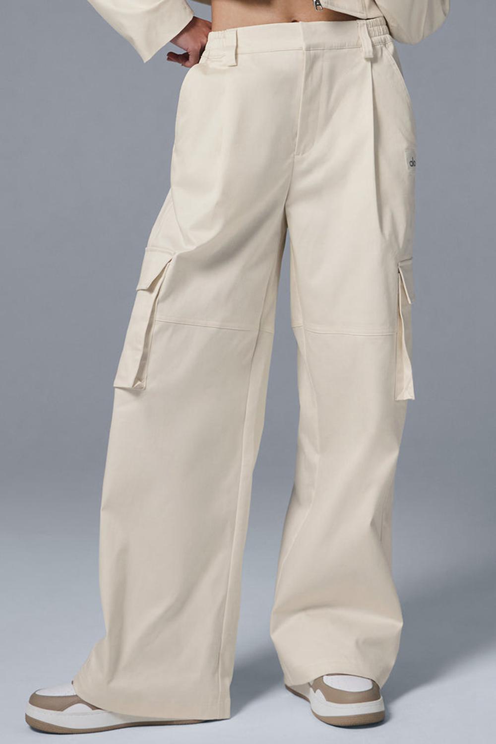 Ivory Alo Yoga High-Waist Night Out Cargo Women Pant | KSA  GBJ683072