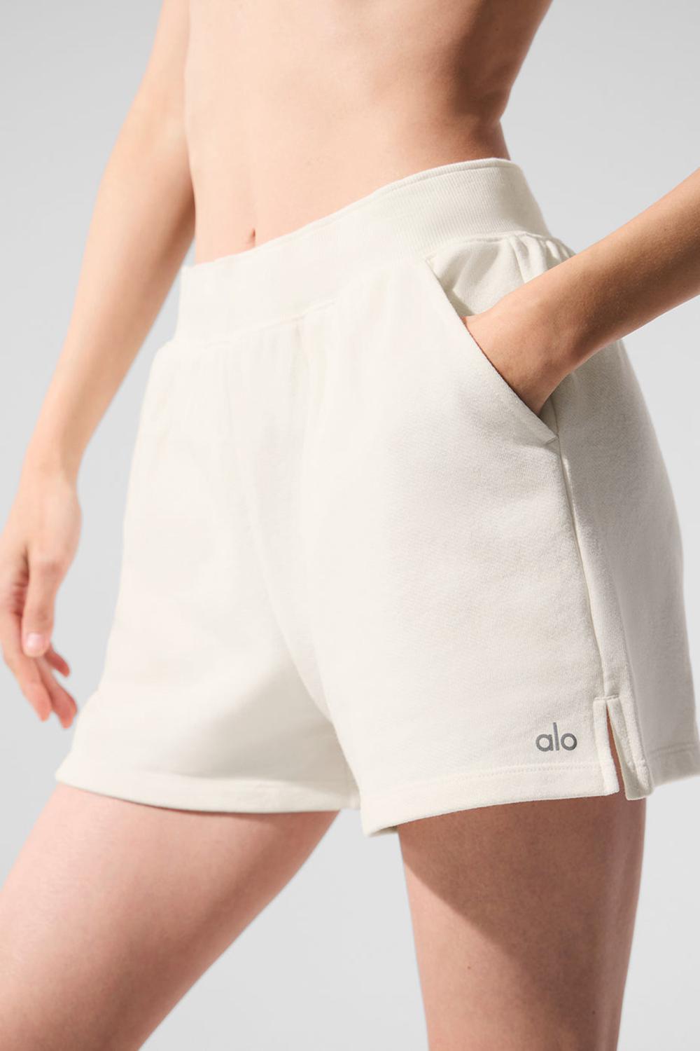 Ivory Alo Yoga Low Key Sweat Women Short | KSA  QFE235689