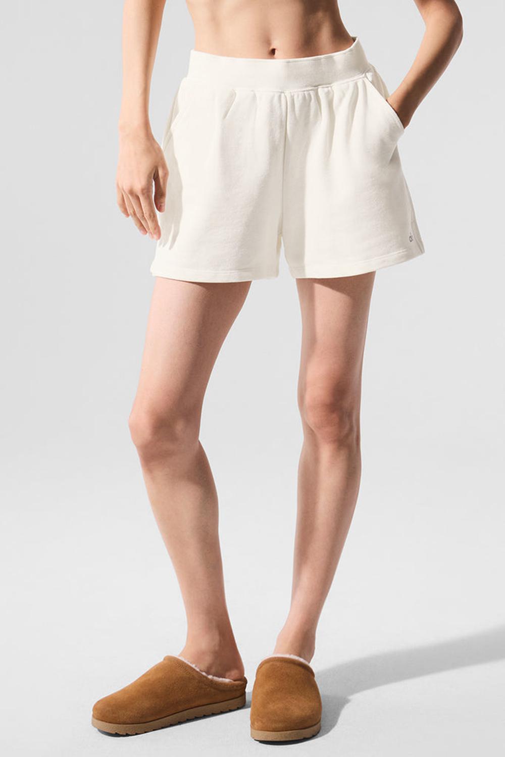 Ivory Alo Yoga Low Key Sweat Women Short | KSA  QFE235689