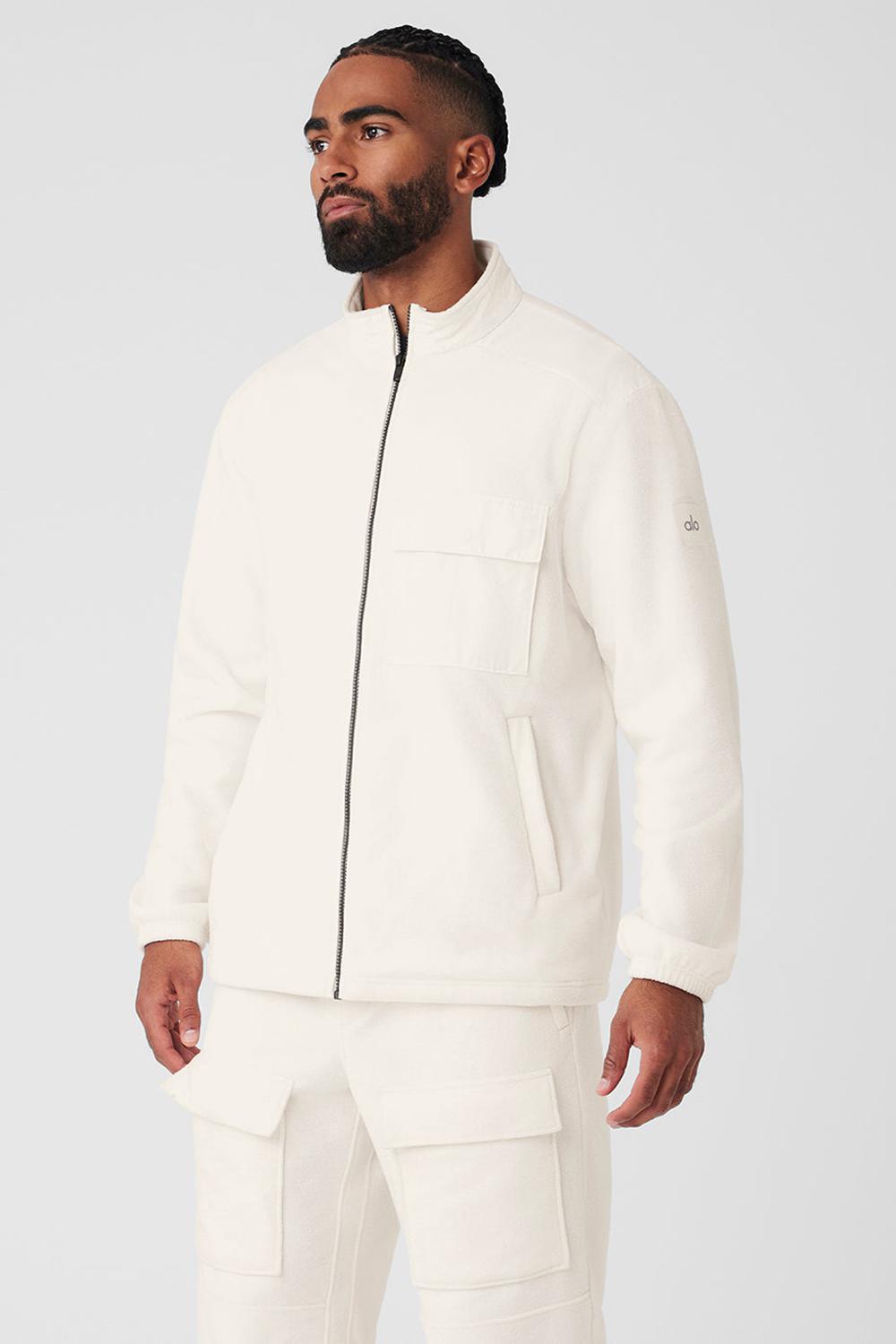 Ivory Alo Yoga Polar Fleece Ridge Full Zip Men Jacket | KSA  GKT985741
