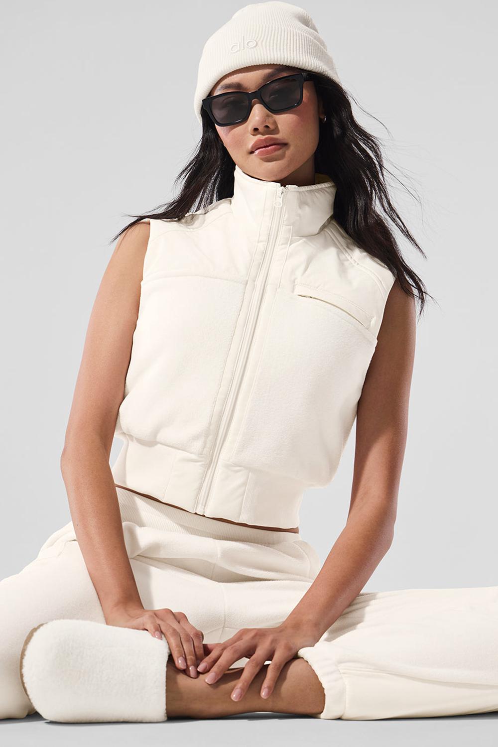 Ivory Alo Yoga Polar Fleece Wintry Mix Women Vest | KSA  JMU390417