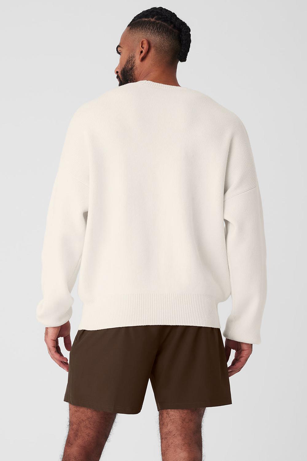 Ivory Alo Yoga Scholar Crew Neck Men Sweater | KSA  AXM541270