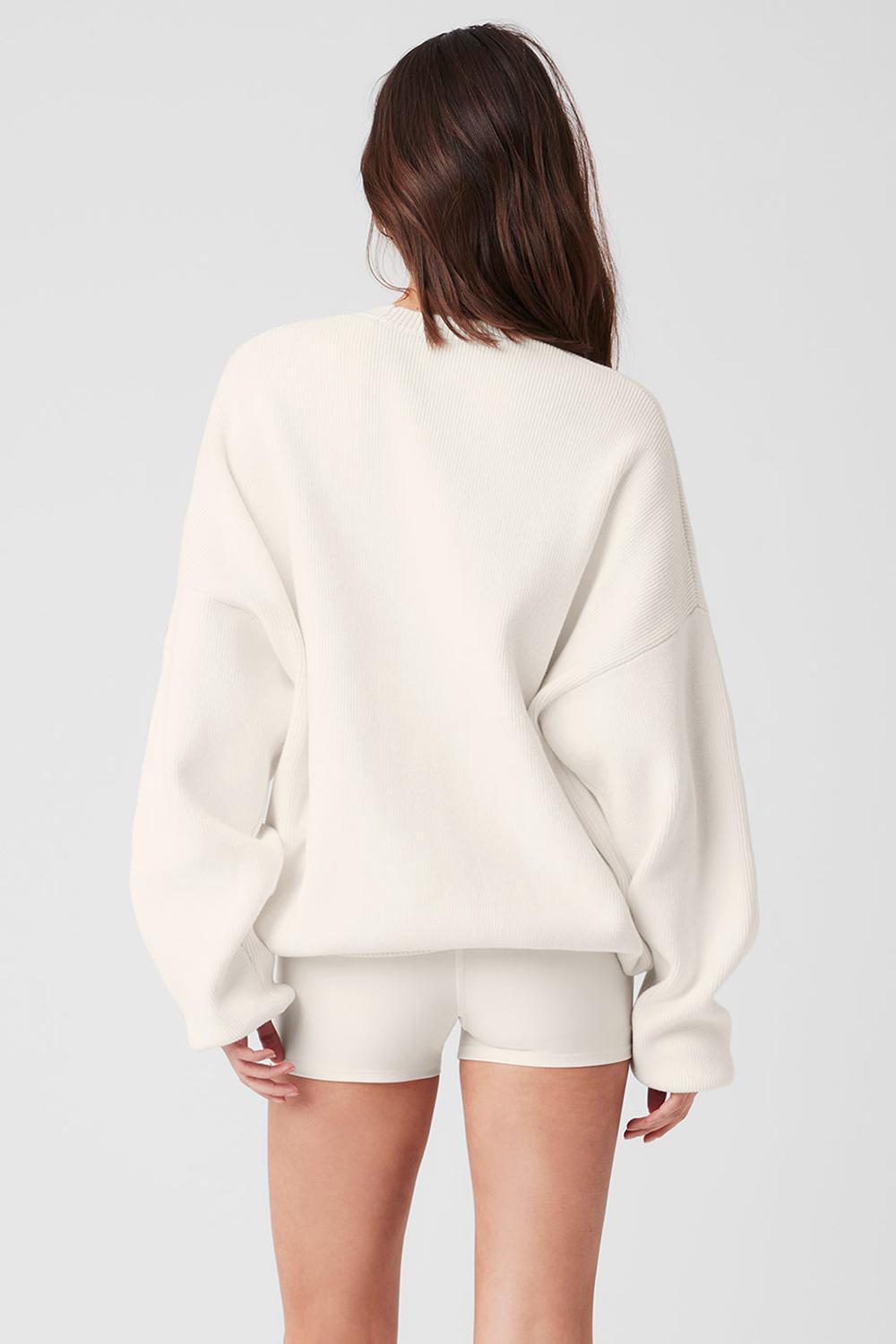 Ivory Alo Yoga Scholar Crew Neck Women Sweater | KSA  KTD853271