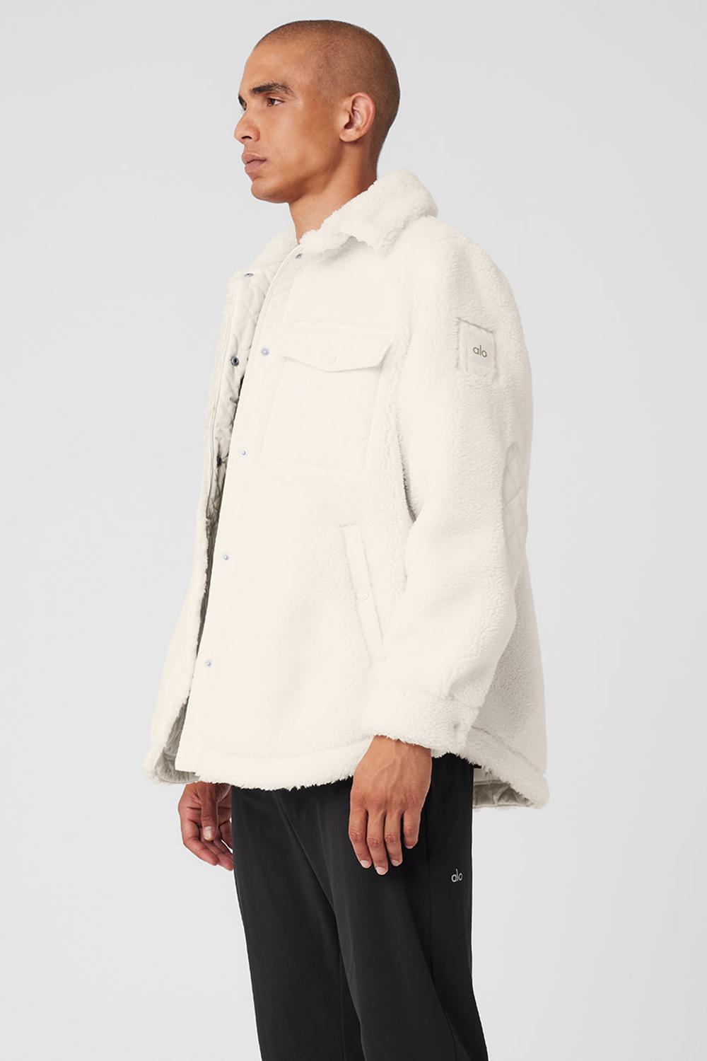 Ivory Alo Yoga Sherpa Edge Shacket Men Jacket | KSA  TJE462578