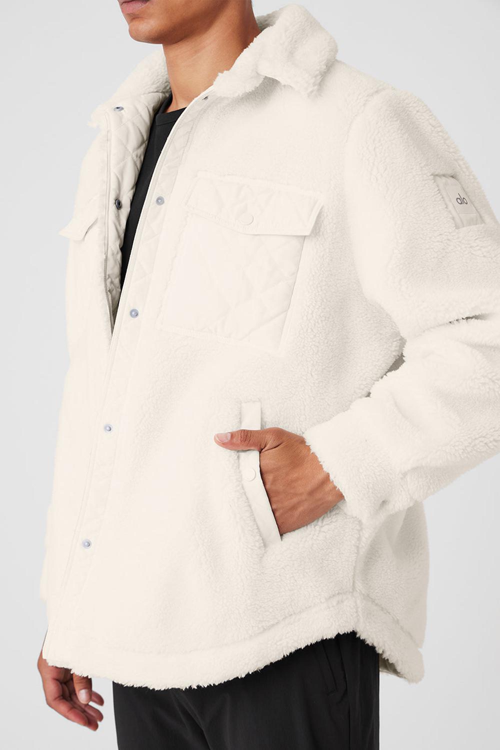 Ivory Alo Yoga Sherpa Edge Shacket Men Jacket | KSA  TJE462578